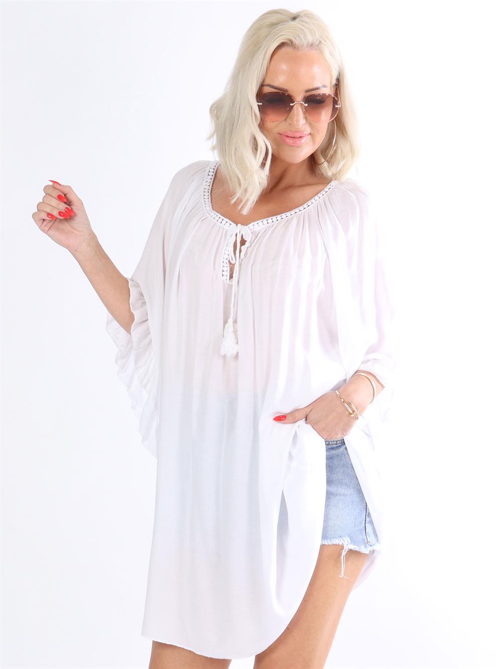 Layla - Tunikakjole med flæseærmer